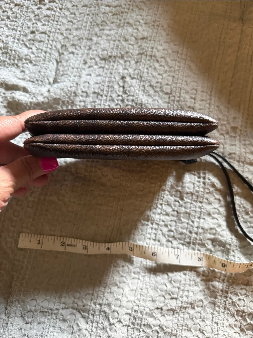 Coach Brown Logo Wristlet with Gold Hardware